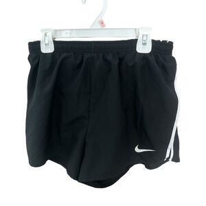 Youth Nike Dri-Fit Sz M Running Shorts Lined Black White Tie Waist Polyester